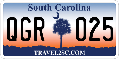 SC license plate QGR025