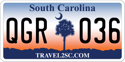 SC license plate QGR036