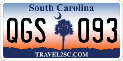 SC license plate QGS093