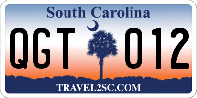 SC license plate QGT012
