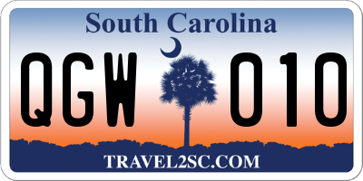 SC license plate QGW010