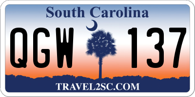 SC license plate QGW137