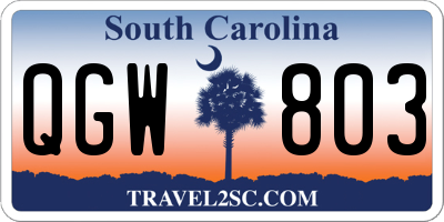 SC license plate QGW803