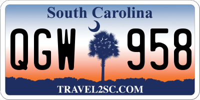 SC license plate QGW958
