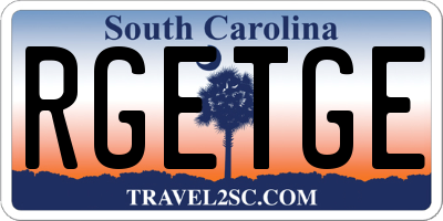 SC license plate RGETGE