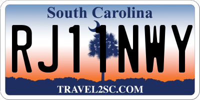 SC license plate RJ11NWY