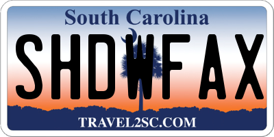 SC license plate SHDWFAX