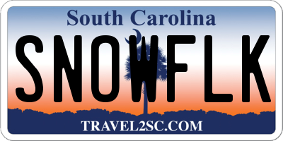 SC license plate SNOWFLK