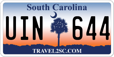 SC license plate UIN644