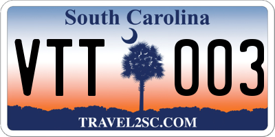 SC license plate VTT003