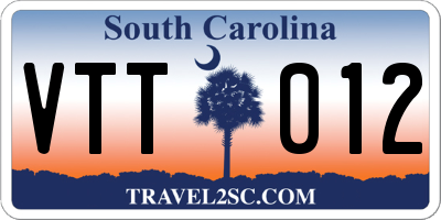 SC license plate VTT012