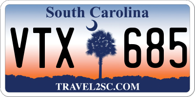 SC license plate VTX685