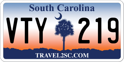 SC license plate VTY219