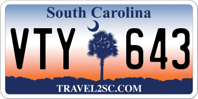 SC license plate VTY643