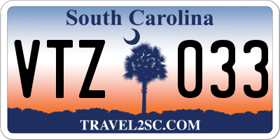 SC license plate VTZ033