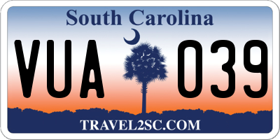 SC license plate VUA039