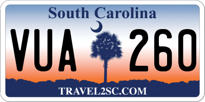 SC license plate VUA260