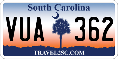 SC license plate VUA362