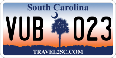 SC license plate VUB023