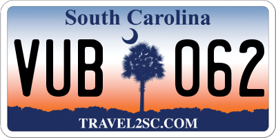 SC license plate VUB062