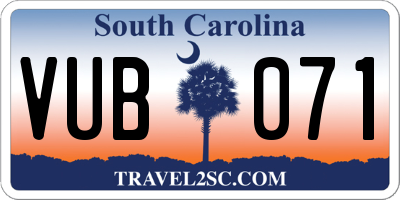 SC license plate VUB071