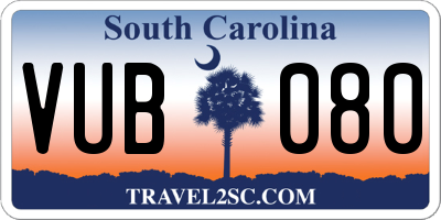 SC license plate VUB080