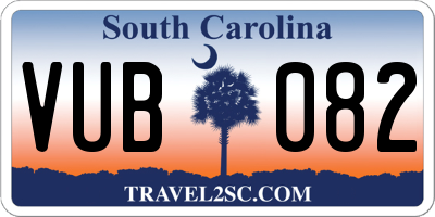 SC license plate VUB082