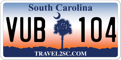 SC license plate VUB104