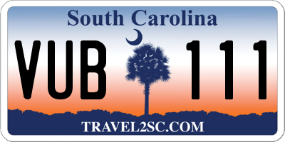 SC license plate VUB111