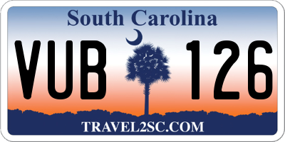 SC license plate VUB126