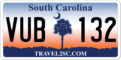 SC license plate VUB132