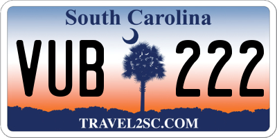 SC license plate VUB222