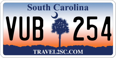 SC license plate VUB254