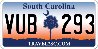 SC license plate VUB293