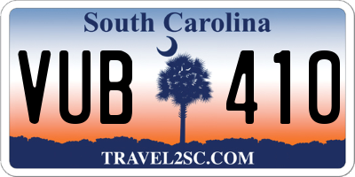 SC license plate VUB410