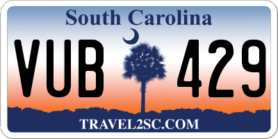 SC license plate VUB429