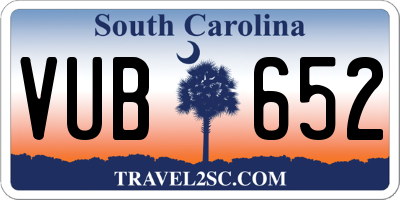 SC license plate VUB652