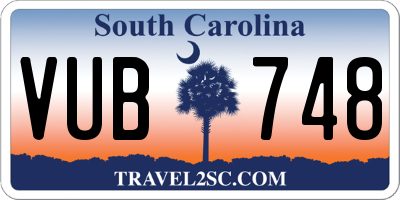 SC license plate VUB748