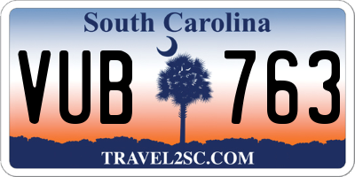 SC license plate VUB763