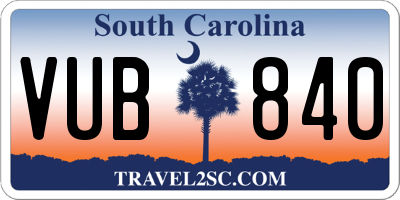 SC license plate VUB840