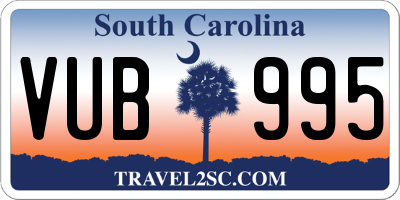 SC license plate VUB995
