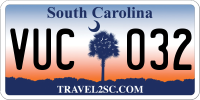 SC license plate VUC032