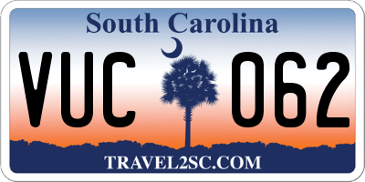 SC license plate VUC062