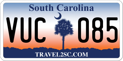 SC license plate VUC085