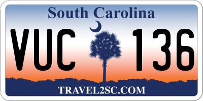 SC license plate VUC136