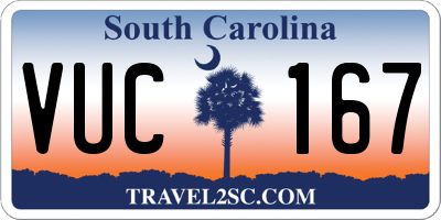 SC license plate VUC167