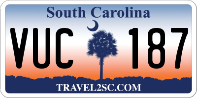 SC license plate VUC187