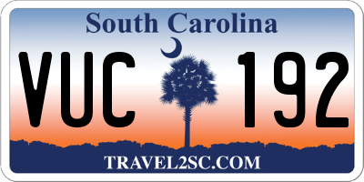 SC license plate VUC192
