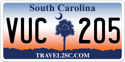 SC license plate VUC205