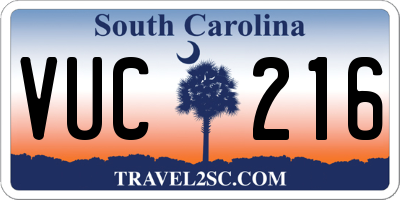 SC license plate VUC216